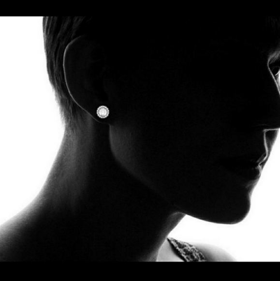 3.44 CTTW Halo Stud Earrings w/ Swarovski Elements - Picture 2 of 7